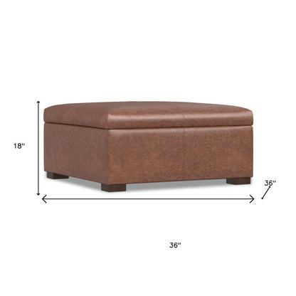 36" Brown And Walnut Ottoman With Storage