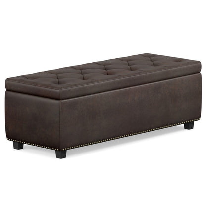 48" Brown And Dark Brown Tufted Ottoman With Storage
