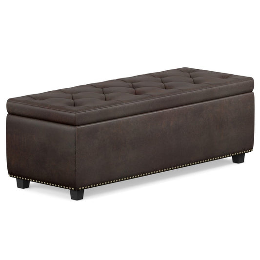 48" Brown And Dark Brown Tufted Ottoman With Storage