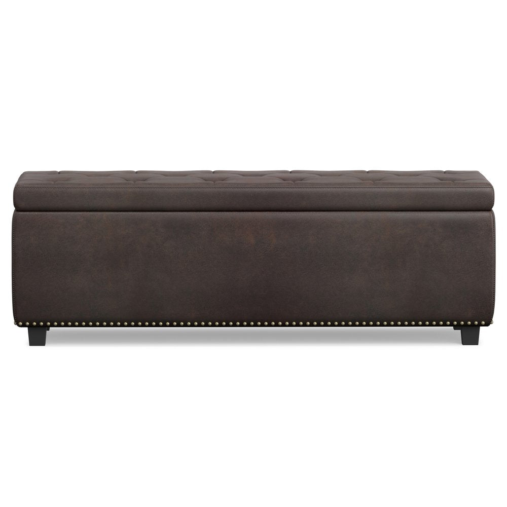 48" Brown And Dark Brown Tufted Ottoman With Storage