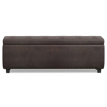 48" Brown And Dark Brown Tufted Ottoman With Storage
