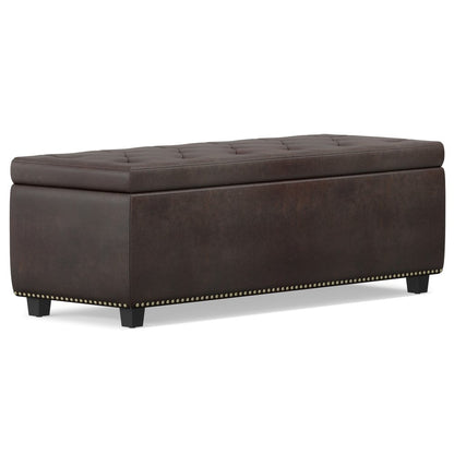 48" Brown And Dark Brown Tufted Ottoman With Storage