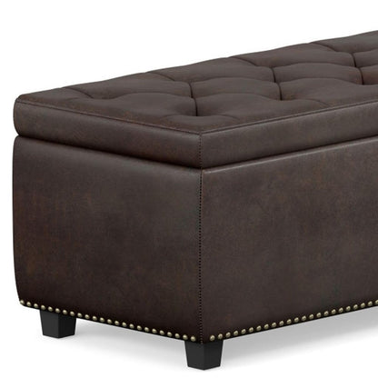48" Brown And Dark Brown Tufted Ottoman With Storage