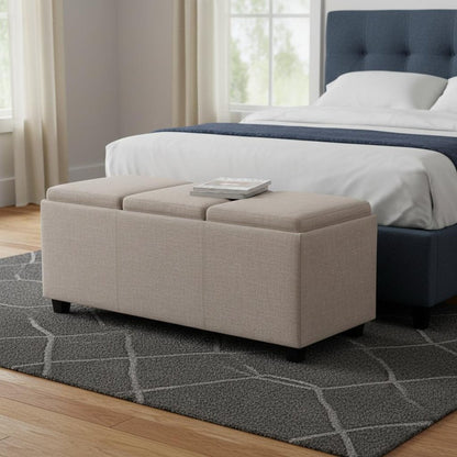 42" Natural And Dark Brown Ottoman With Storage