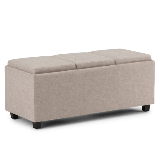 42" Natural And Dark Brown Ottoman With Storage