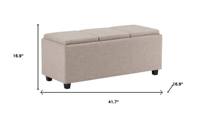 42" Natural And Dark Brown Ottoman With Storage