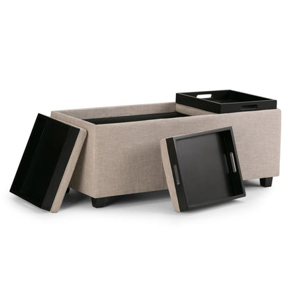 42" Natural And Dark Brown Ottoman With Storage