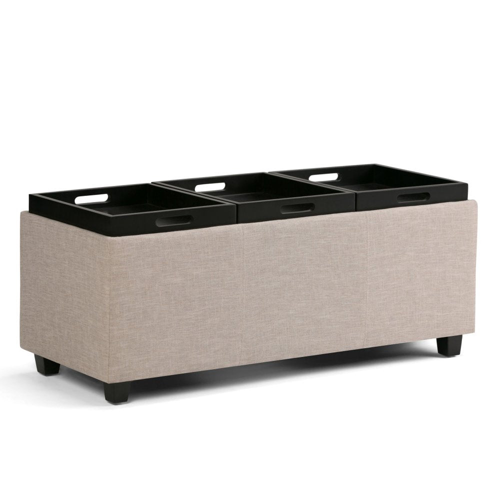 42" Natural And Dark Brown Ottoman With Storage