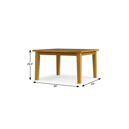 54" Oak Wood Square Dining Table