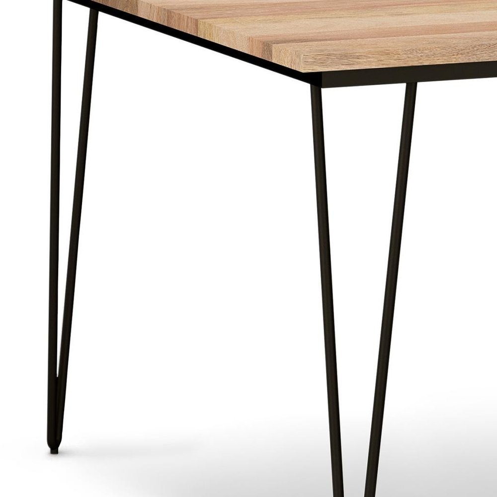 54" Natural and Black Solid Wood and Steel Square Dining Table