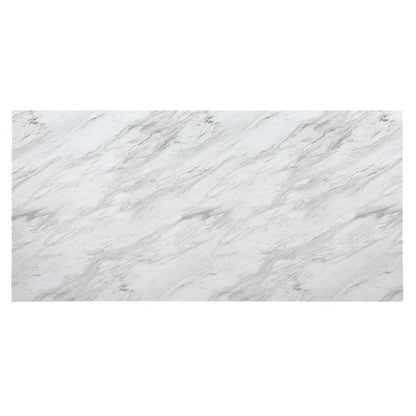 82" White and Natural Faux Marble and Wood Double Pedestal Base Dining Table
