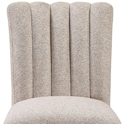 Set of Two 26" Beige And Natural Fabric And Wood Bar Height Bar Chairs