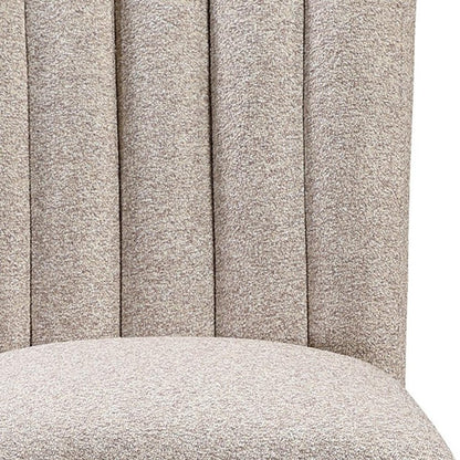 Set of Two 26" Beige And Natural Fabric And Wood Bar Height Bar Chairs