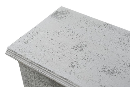 54" White Solid Wood Medallion Ottoman With Storage