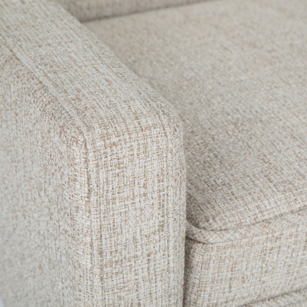 50" Beige and Brown Fabric and Wood Upholstered Bench