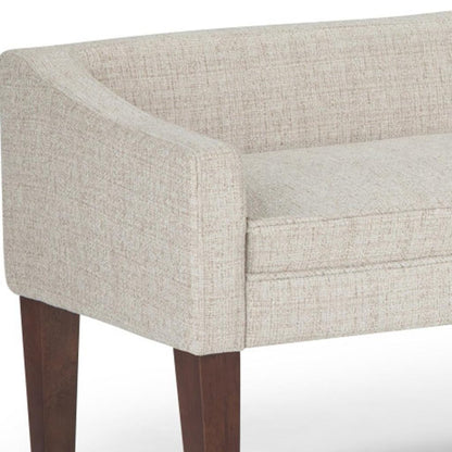 50" Beige and Brown Fabric and Wood Upholstered Bench