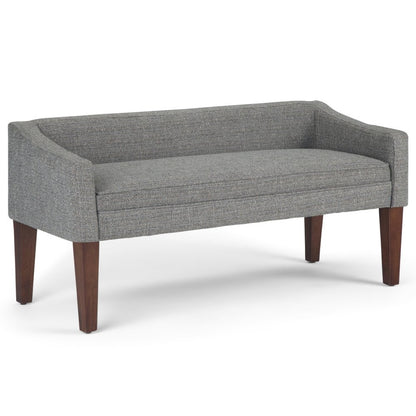50" Beige and Brown Fabric and Wood Upholstered Bench