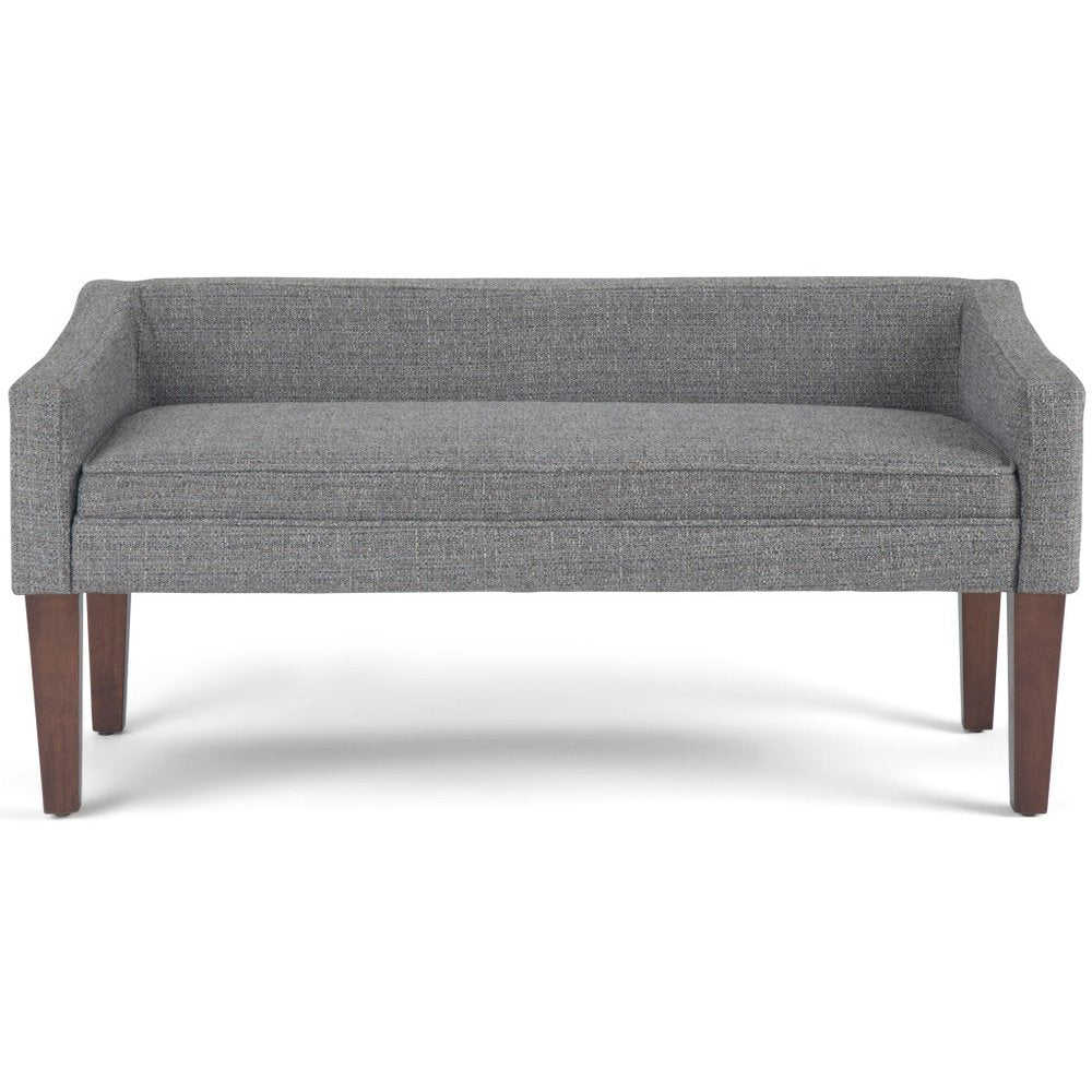 50" Beige and Brown Fabric and Wood Upholstered Bench