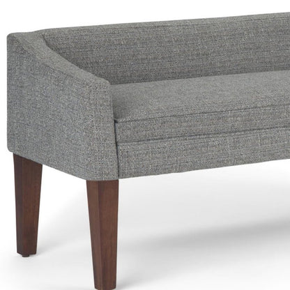 50" Beige and Brown Fabric and Wood Upholstered Bench