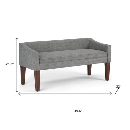 50" Beige and Brown Fabric and Wood Upholstered Bench