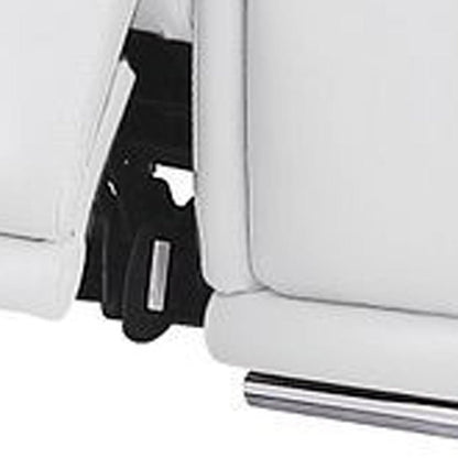 White Leather Power Reclining L Shaped Five Piece Corner Sectional