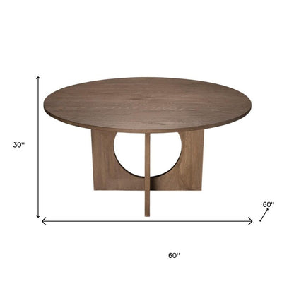60" Natural Solid Wood Pedestal Base Round Top Dining Table