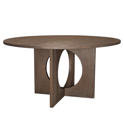 60" Natural Solid Wood Pedestal Base Round Top Dining Table