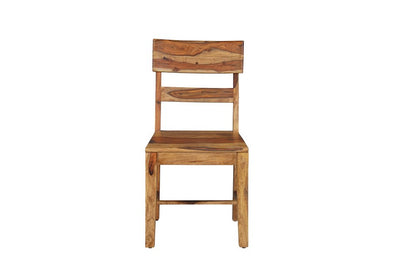 Set of Two Brown Solid Wood Ladder Back Dining Side Chairs