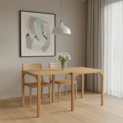 60" Natural Solid Wood Extendable Outdoor Dining Table