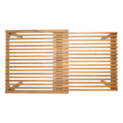 60" Natural Solid Wood Extendable Outdoor Dining Table