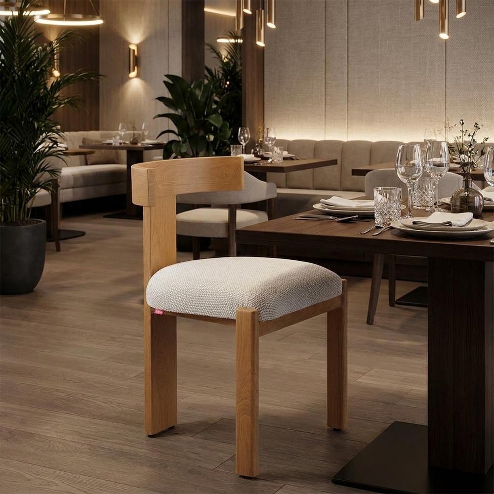 Beige And Natural Olefin And Aluminum Open Back Dining Side Chair