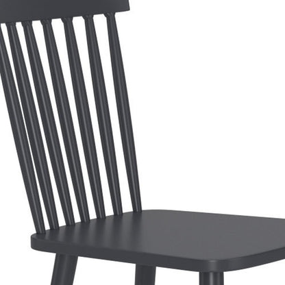 Set of Two Black Aluminum Slat Back Dining Side Chairs