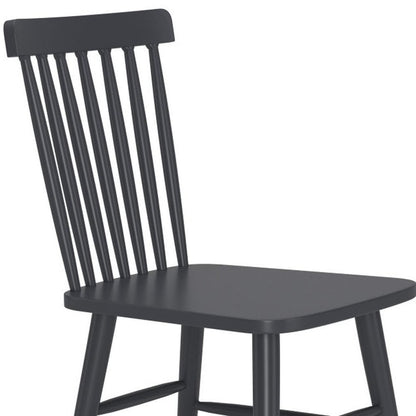 Set of Two Black Aluminum Slat Back Dining Side Chairs