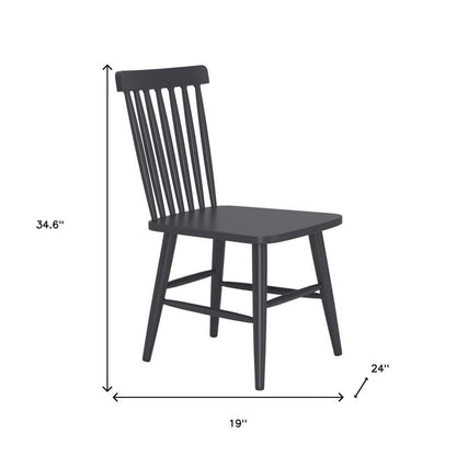 Set of Two Black Aluminum Slat Back Dining Side Chairs