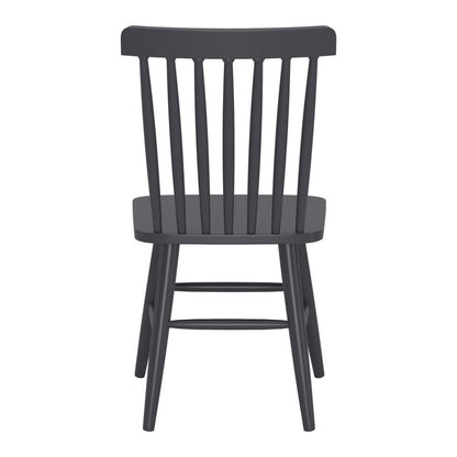 Set of Two Black Aluminum Slat Back Dining Side Chairs