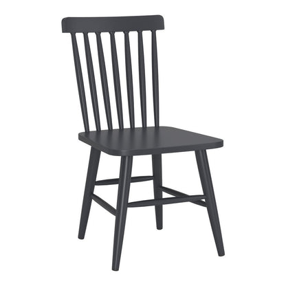Set of Two Black Aluminum Slat Back Dining Side Chairs