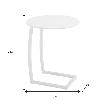 20" White Aluminum Round Outdoor Side Table