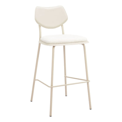 Set of Four 30" Light Gray Fabric And Faux Leather And Steel Bar Height Bar Chairs