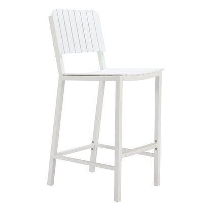 30" White Aluminum Outdoor Bar Height Chair