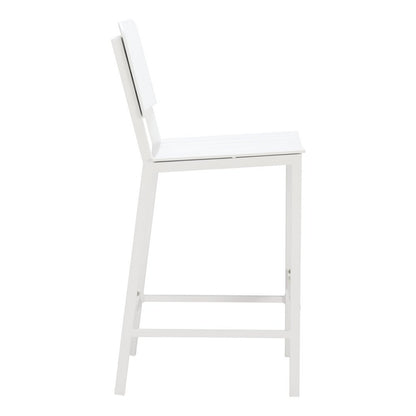 30" White Aluminum Outdoor Bar Height Chair