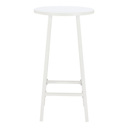 24" White Aluminum Slat Rounded Outdoor Bar Table