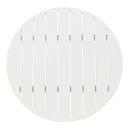 24" White Aluminum Slat Rounded Outdoor Bar Table