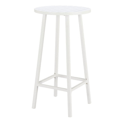 24" White Aluminum Slat Rounded Outdoor Bar Table