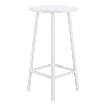 24" White Aluminum Slat Rounded Outdoor Bar Table