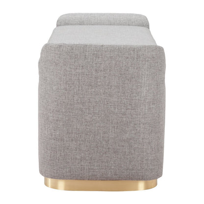 48" Gray And Gold Fabric Upholstered Storage Bench With Flip Top