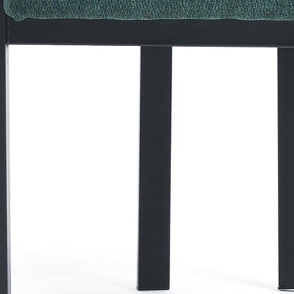 Set of Two Green and Black Chenille And Metal Partially Open Back Dining Side Chairs