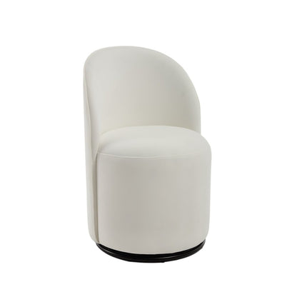 Brown and Black Velvet Curved Back Swivel Dining Arm Chair