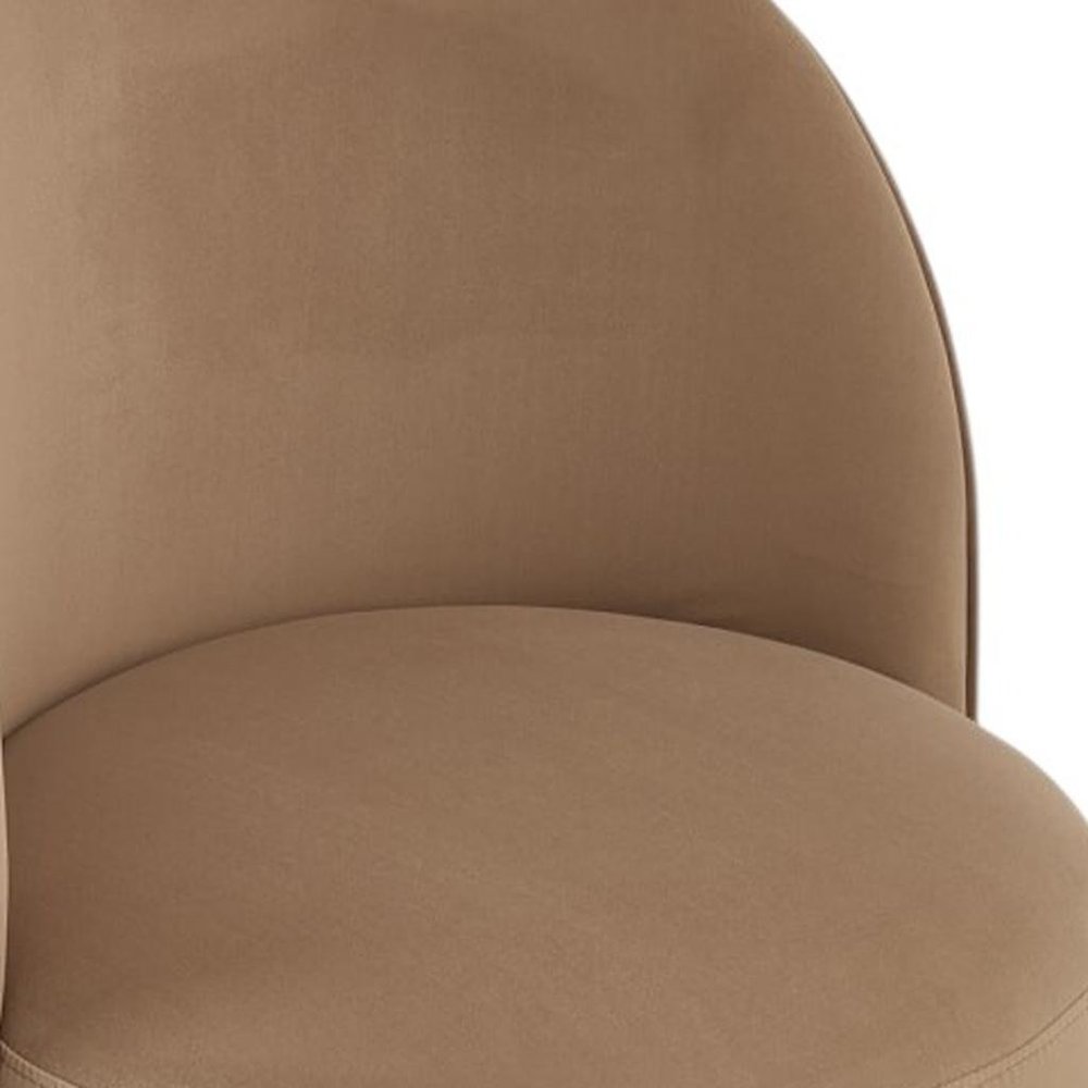Brown and Black Velvet Curved Back Swivel Dining Arm Chair