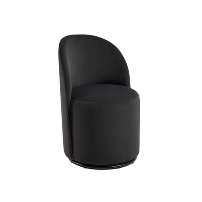 Black Velvet Curved Back Swivel Dining Arm Chair