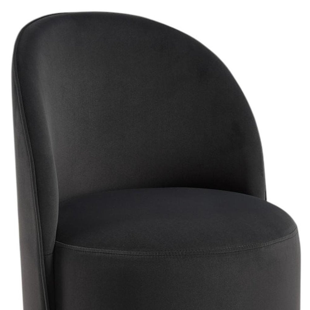 Black Velvet Curved Back Swivel Dining Arm Chair